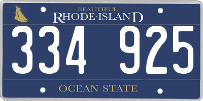 RI license plate 334925