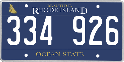 RI license plate 334926