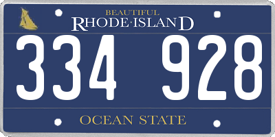 RI license plate 334928