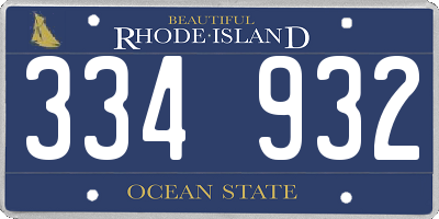 RI license plate 334932