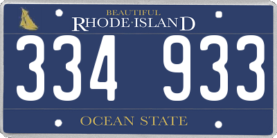 RI license plate 334933