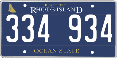 RI license plate 334934