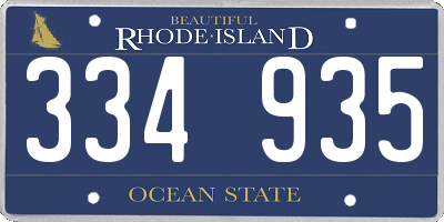 RI license plate 334935