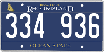 RI license plate 334936