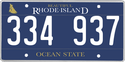 RI license plate 334937