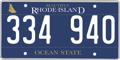 RI license plate 334940