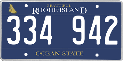 RI license plate 334942