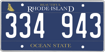 RI license plate 334943
