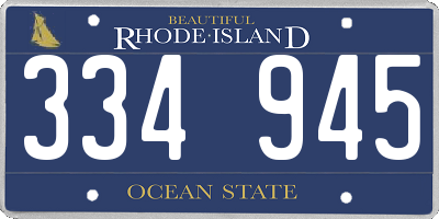 RI license plate 334945