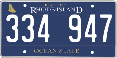 RI license plate 334947