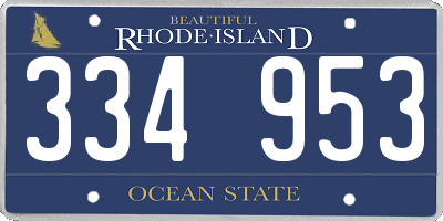 RI license plate 334953
