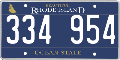 RI license plate 334954