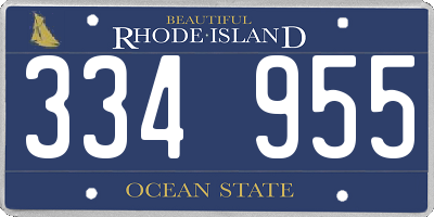 RI license plate 334955