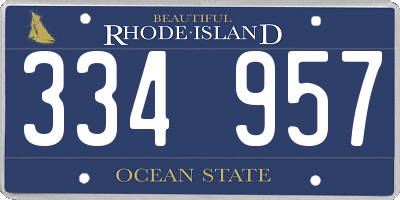 RI license plate 334957