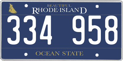 RI license plate 334958