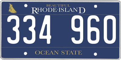 RI license plate 334960