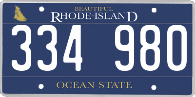 RI license plate 334980