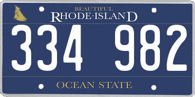 RI license plate 334982