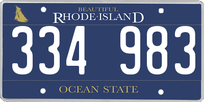 RI license plate 334983