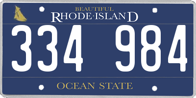 RI license plate 334984