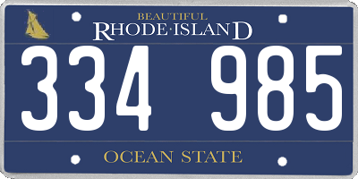 RI license plate 334985