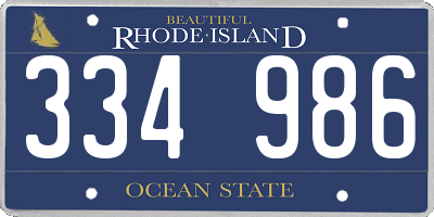 RI license plate 334986