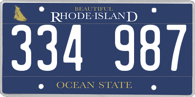 RI license plate 334987