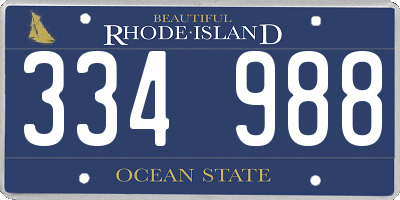 RI license plate 334988