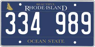 RI license plate 334989