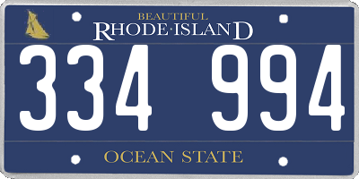RI license plate 334994