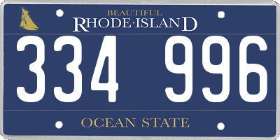 RI license plate 334996