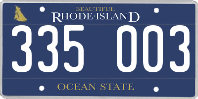 RI license plate 335003