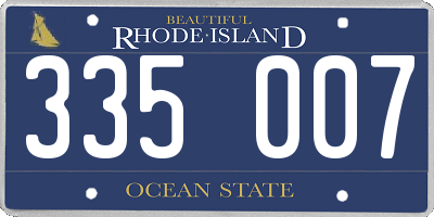 RI license plate 335007