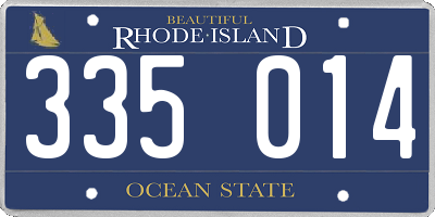 RI license plate 335014