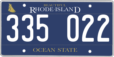 RI license plate 335022