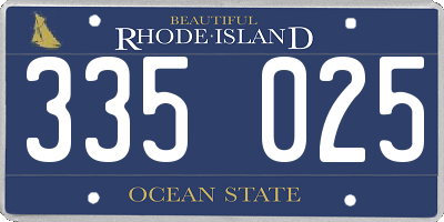 RI license plate 335025