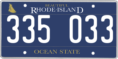RI license plate 335033