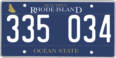 RI license plate 335034