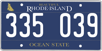RI license plate 335039