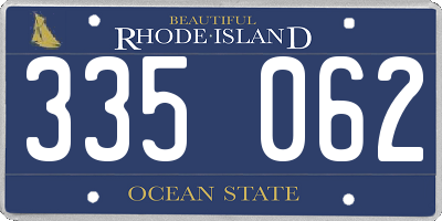 RI license plate 335062