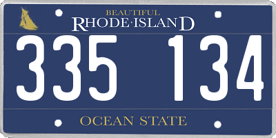 RI license plate 335134