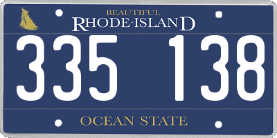 RI license plate 335138