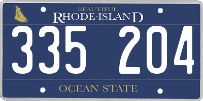RI license plate 335204