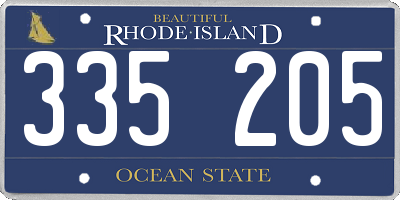RI license plate 335205