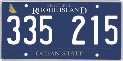 RI license plate 335215