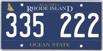 RI license plate 335222