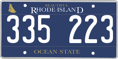 RI license plate 335223