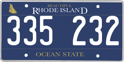 RI license plate 335232