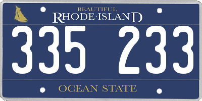 RI license plate 335233