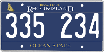 RI license plate 335234